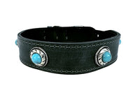 Sazzz Halsband Hund Boho Schatz Stein Vintage Leder Anthrazit